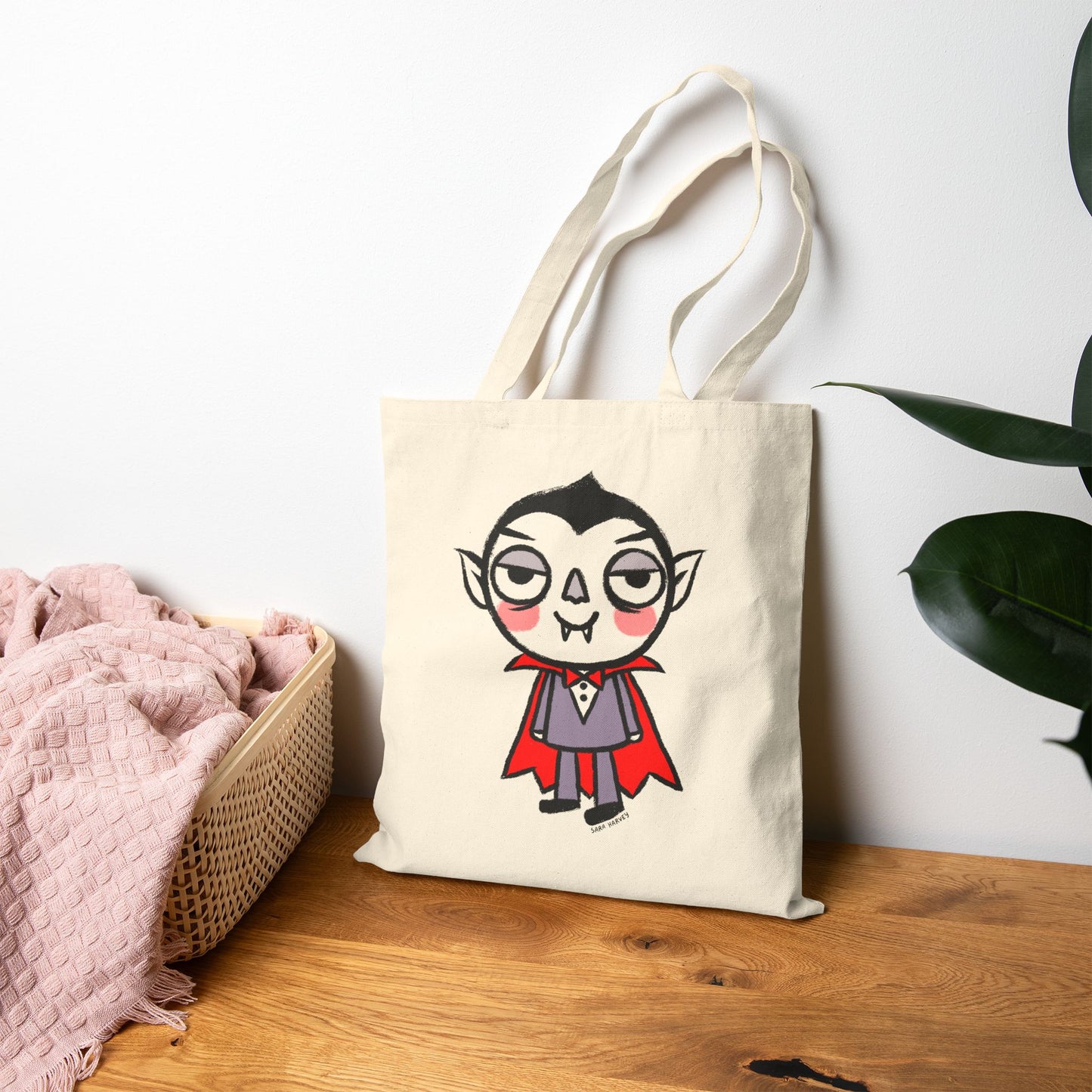 Vampire Halloween Canvas Tote Bag
