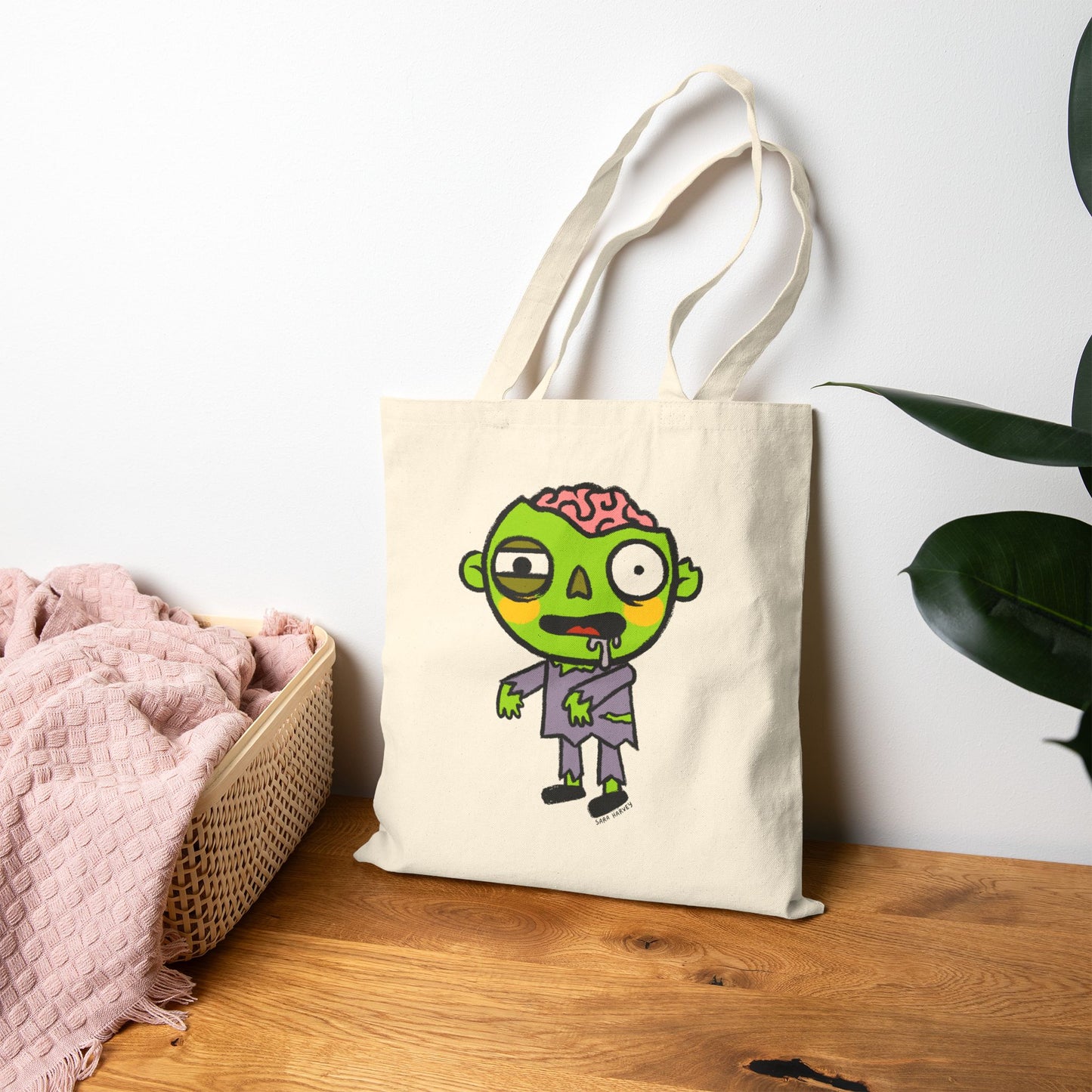 Halloween Zombie Canvas Tote Bag