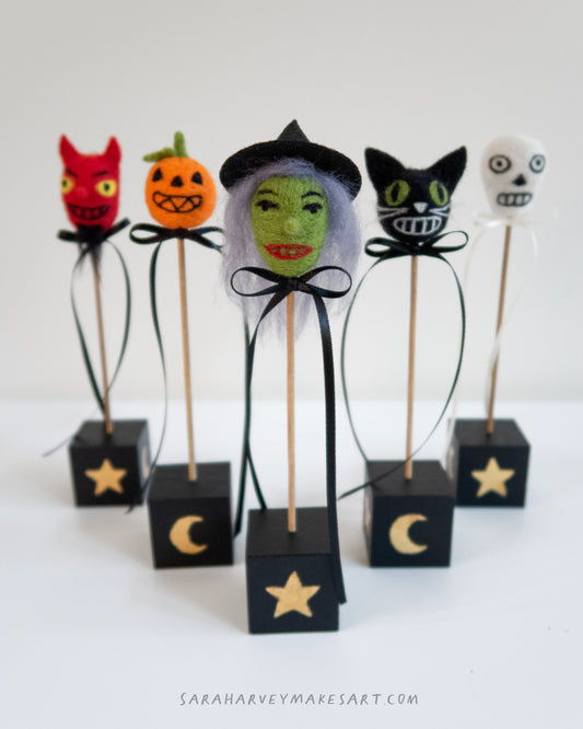 Handmade Wool Felted Cat Head | One of a kind