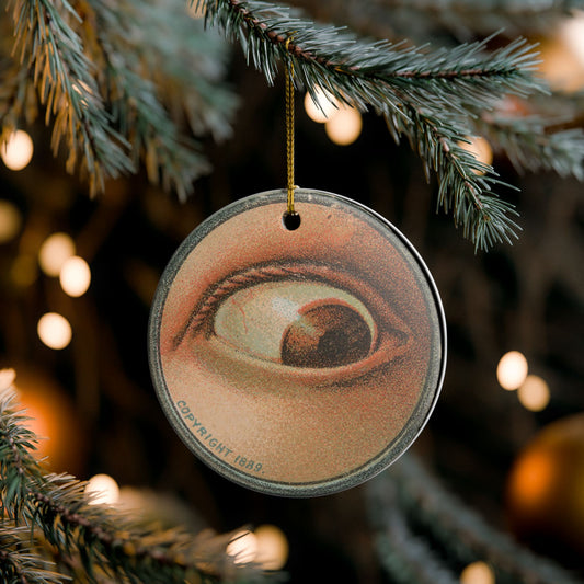 Ceramic Eye Holiday Tree Ornament, Vintage Artwork