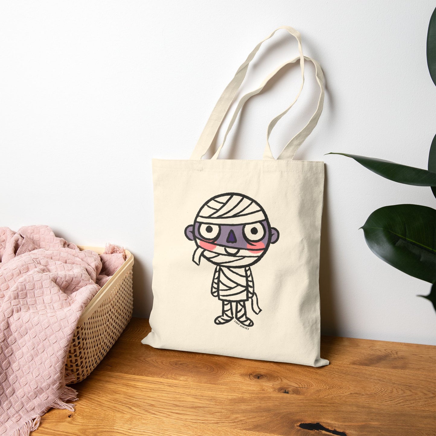 Mummy Halloween Canvas Tote Bag
