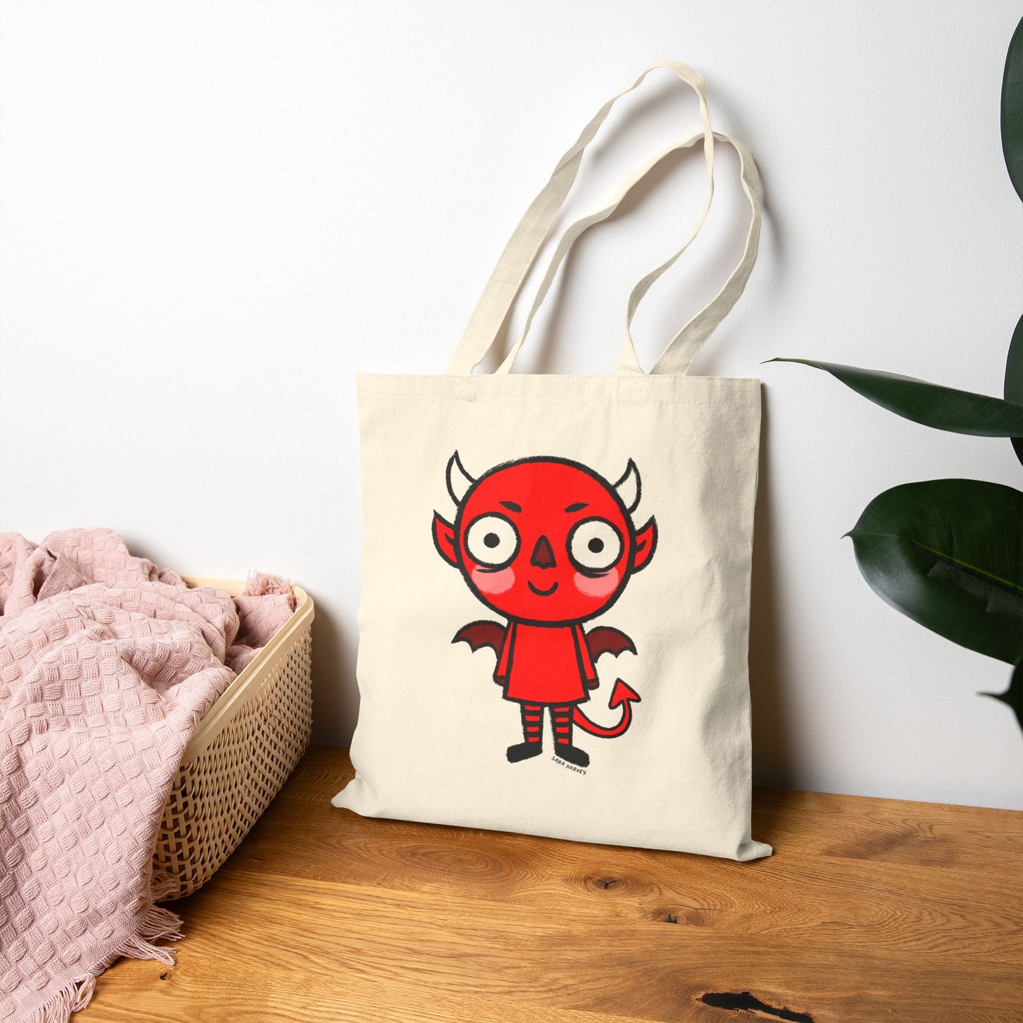 Devil Halloween Canvas Tote Bag