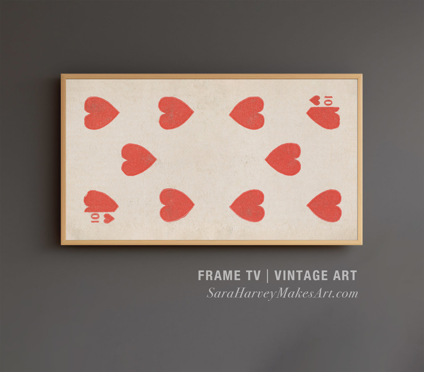 Valentine Vintage Hearts Playing Card Frame TV Artwork DOWNLOAD