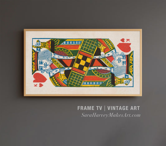 Vintage King of Hearts Playing Card Samsung Frame TV Art DOWNLOAD
