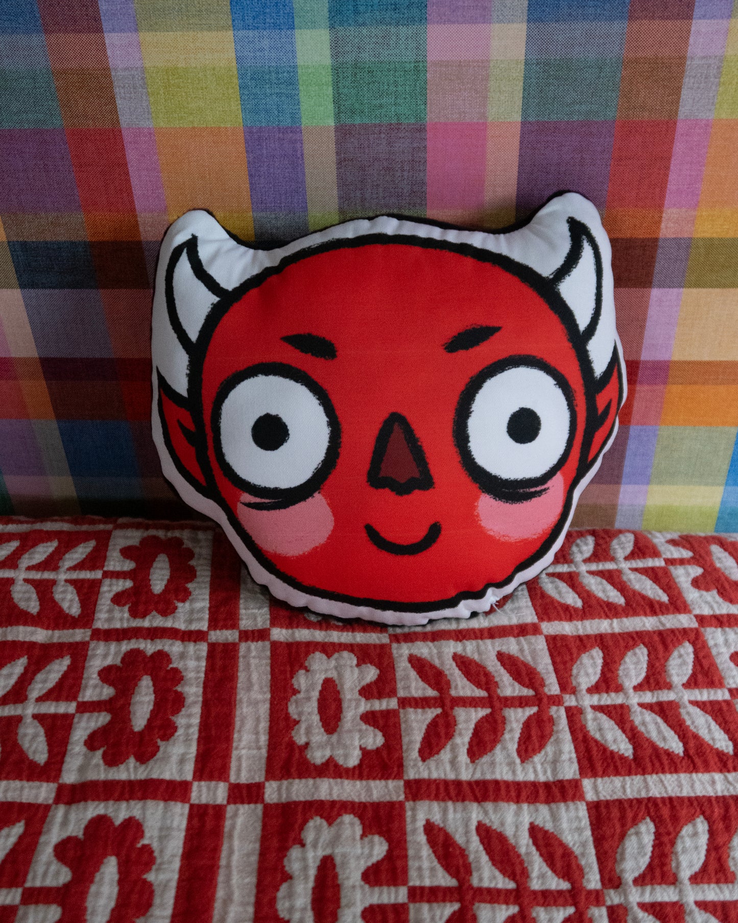 Devil Head Pillow/Plush 12" tall Handmade