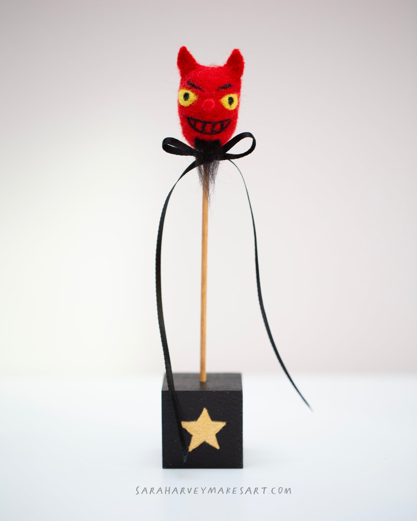 Handmade Wool Felted Devil Head | One of a kind